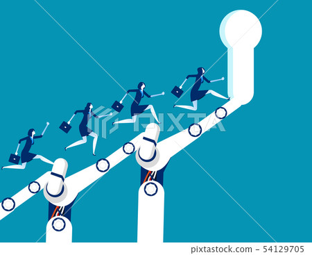 Support technology. Business team running to Support technology. Business team running to 54129705