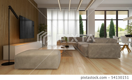Interior of modern living room with sofa 3D rendering 54130151