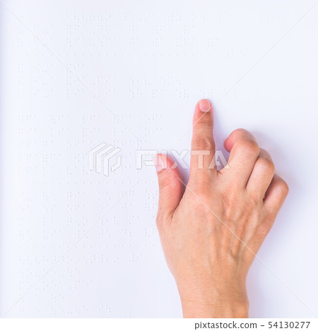 Finger touching paper texture reading Braille book Finger touching paper texture reading Braille book 54130277