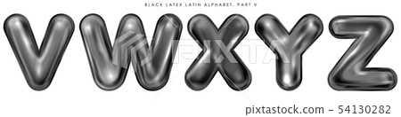 Black latex inflated alphabet symbols V-W-X-Y-Z Black latex inflated alphabet symbols V-W-X-Y-Z 54130282
