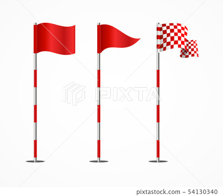Realistic 3d Detailed Golf Flag Set. Vector Realistic 3d Detailed Golf Flag Set. Vector 54130340