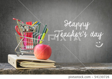 Happy teacher day concept announcement on board Happy teacher day concept announcement on board 54130726