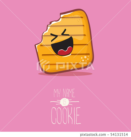 vector funny cookie character isolated on pink background. My name is cookie concept illustration vector funny cookie character isolated on pink background. My name is cookie concept illustration 54131514
