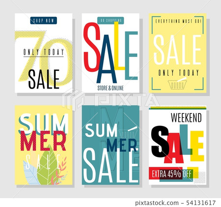 Flat Flyer Template Set with Special Summer Sales 54131617