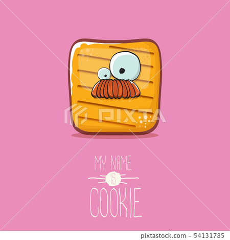 vector funny cookie character isolated on pink background. My name is cookie concept illustration vector funny cookie character isolated on pink background. My name is cookie concept illustration 54131785