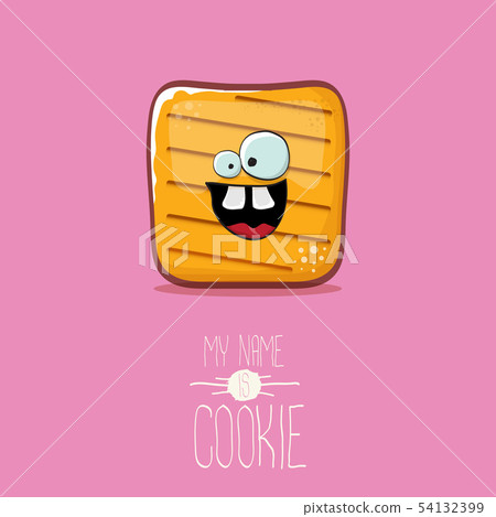 vector funny cookie character isolated on pink background. My name is cookie concept illustration 54132399