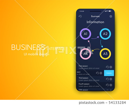Vector graphics mobile infographics with four options. Template for creating mobile applications Vector graphics mobile infographics with four options. Template for creating mobile applications 54133284