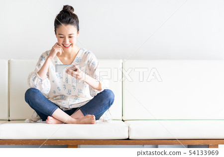 A young lady (a smartphone) A young lady (a smartphone) 54133969