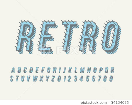 Retro font and alphabet. Stock vector illustration Retro font and alphabet. Stock vector illustration 54134055