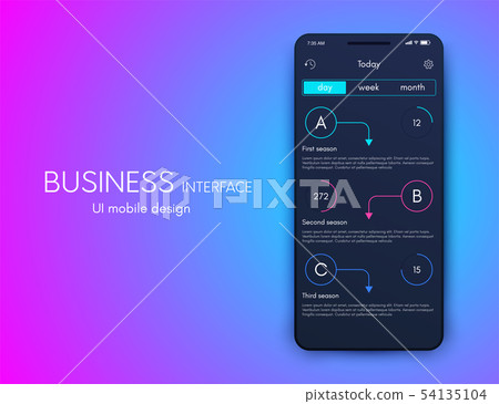 Vector graphics mobile infographics with three options. Template for creating mobile applications Vector graphics mobile infographics with three options. Template for creating mobile applications 54135104