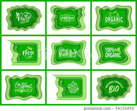Natural Food Logotypes with Plant Leaves Flora 54135459