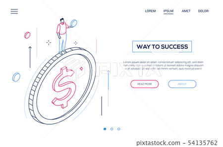 Way to success - line design style isometric web banner 54135762
