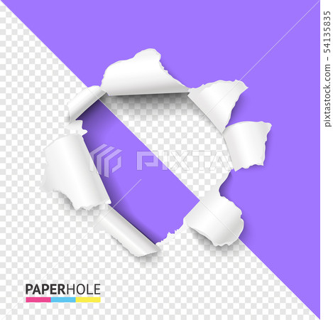 Half empty realistic torn violet paper hole on half transparent background for Sale poster Half empty realistic torn violet paper hole on half transparent background for Sale poster 54135835