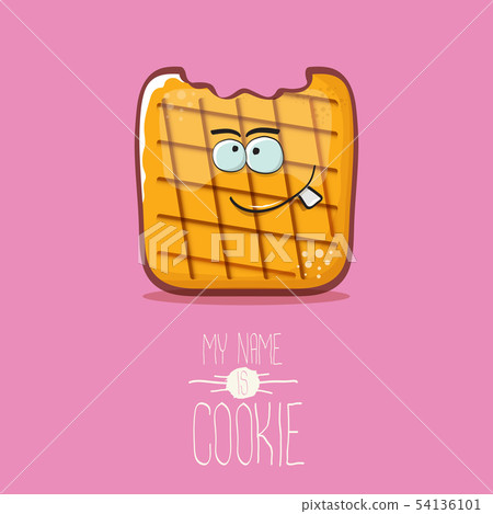 vector funny cookie character isolated on pink background. My name is cookie concept illustration vector funny cookie character isolated on pink background. My name is cookie concept illustration 54136101
