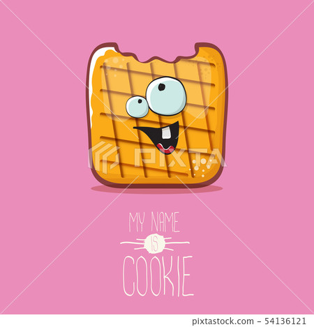 vector funny cookie character isolated on pink background. My name is cookie concept illustration vector funny cookie character isolated on pink background. My name is cookie concept illustration 54136121