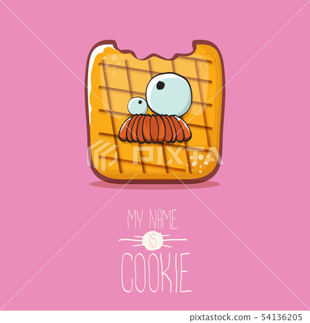 vector funny cookie character isolated on pink background. My name is cookie concept illustration vector funny cookie character isolated on pink background. My name is cookie concept illustration 54136205
