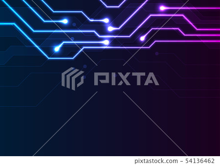 Glowing blue purple neon circuit board chip - Stock Illustration ...