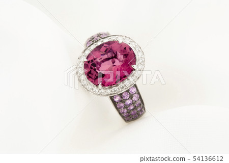 White Gold Ring With Pink Tourmaline And Diamonds White Gold Ring With Pink Tourmaline And Diamonds 54136612