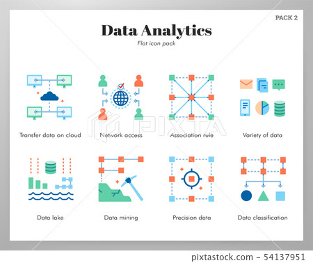 Data analytics icons flat pack 54137951