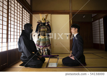 Ninja and businessman industrial espionage image? Ninja and businessman industrial espionage image? 54138000