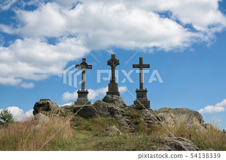 Trinity crosses on the hill 54138339