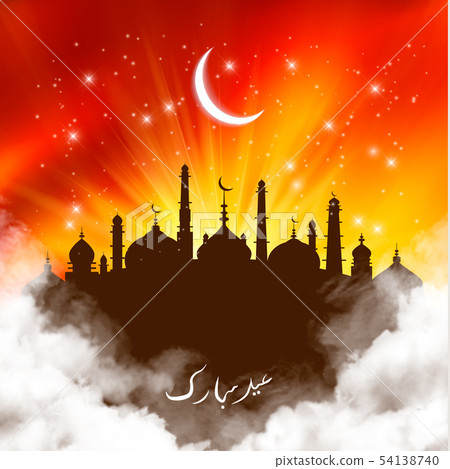 Slamic Greeting Eid Mubarak Background For Muslim Stock Illustration 54138740 Pixta