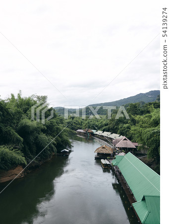 Many wooden house floating on the river 54139274