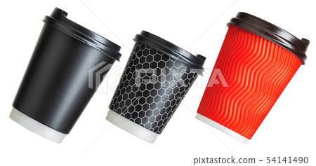 Set of coffee paper drinking cups on white background. 54141490