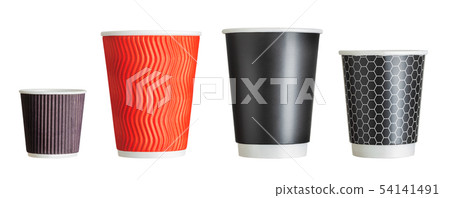 Set of coffee paper drinking cups on white background. Set of coffee paper drinking cups on white background. 54141491