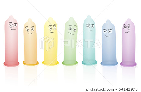 Condoms Funny Colorful Comic Faces 54142973