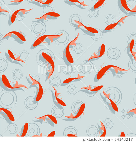 pattern. seamless. red fish. Chinese painting - Stock Illustration ...