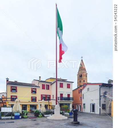 flag on the square in the centre of Caorle 54143222