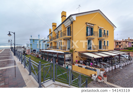 Colorfull embankment in Caorle Italy. Day foto. Colorfull embankment in Caorle Italy. Day foto. 54143319