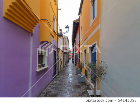 narrow street in the centre of Caorle, day foto 54143355