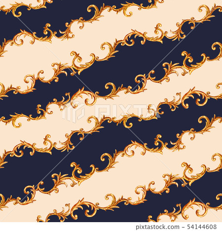 Design scarf with golden baroque elements. Golden Design scarf with golden baroque elements. Golden 54144608
