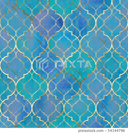 Watercolor abstract geometric seamless pattern. 54144796