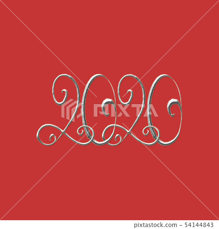 Lettering of 2020. Hand drawn brush stroke silver Lettering of 2020. Hand drawn brush stroke silver 54144843