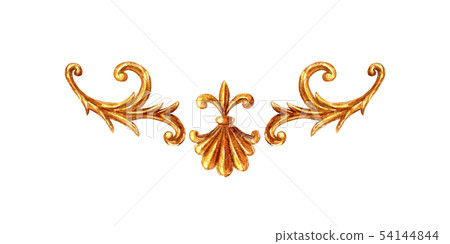 Gold ornament baroque style element vignette. Gold ornament baroque style element vignette. 54144844