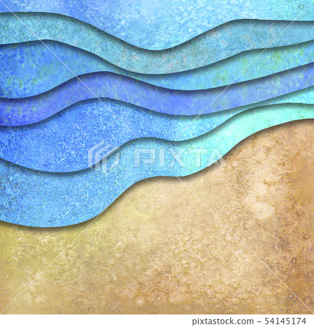 Abstract geometric summer watercolor sea waves 54145174
