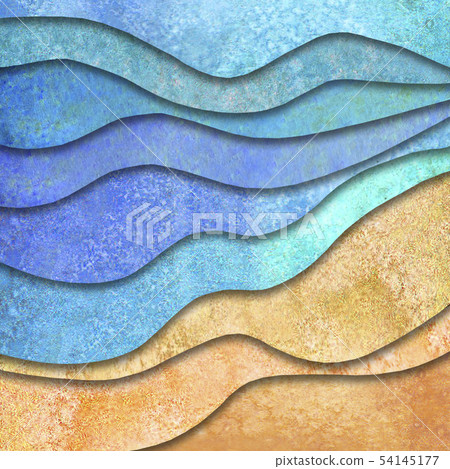 Abstract geometric summer watercolor sea waves Abstract geometric summer watercolor sea waves 54145177