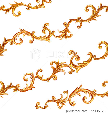 Golden baroque style elements glamour seamless Golden baroque style elements glamour seamless 54145179