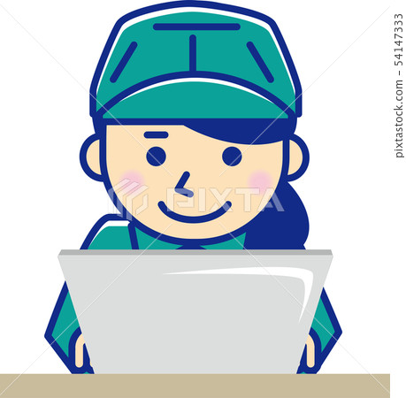 Worker woman personal computer 54147333