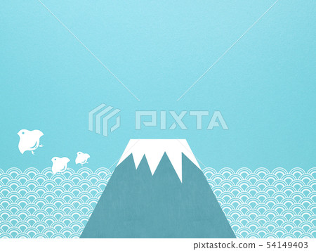 Background-Japanese-Japanese style-Japanese pattern-Japanese paper-summer-light blue-wave-Mt. Fuji-Chidori 54149403