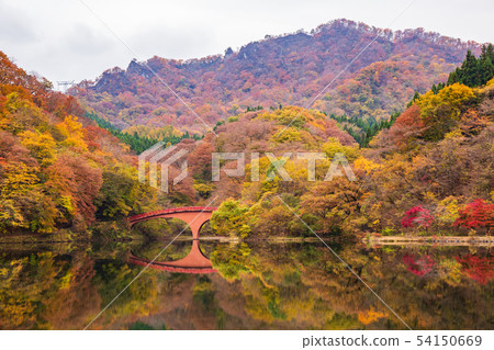 Usui Pass in Autumn, Usui Lake in Autumn Leaves Usui Pass in Autumn, Usui Lake in Autumn Leaves 54150669
