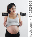 Happy Asian pregnant woman showing boy or girl 54152406