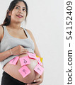 Body part pregnant belly with pink sticky notes on 54152409