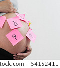 Body part pregnant belly with pink sticky notes on 54152411