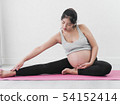 Asian pregnant woman doing yoga at home, lifestyle 54152414