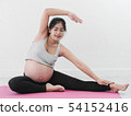 Asian pregnant woman doing yoga at home, lifestyle 54152416