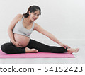 Asian pregnant woman doing yoga at home, lifestyle 54152423